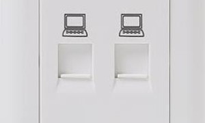 公司办公室电源插座、网络模块、电话插座和面板安装